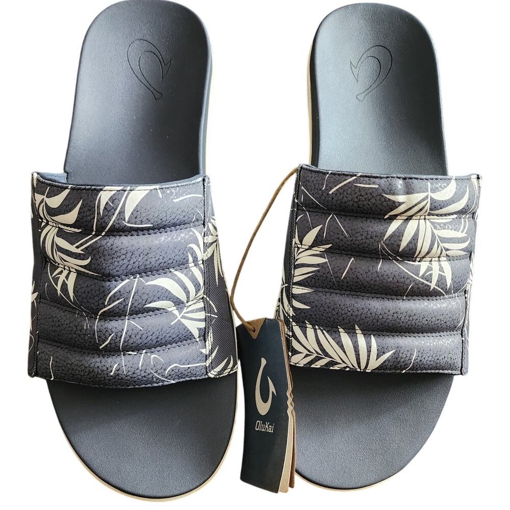 Olukai Maha 'Olu Trench Blue / Aloha Slip On Size 15